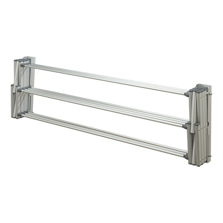 Woolite Collapsible Aluminum Wall Clothes Drying Rack Silver