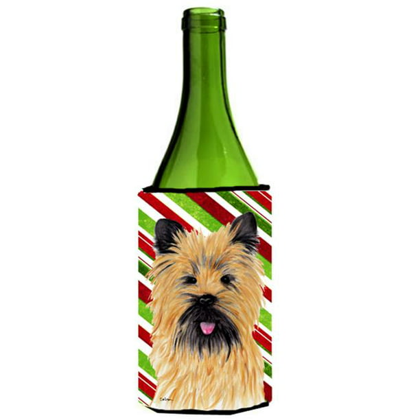 Cairn Terrier Canne à Sucre Vacances de Noël Bouteille de Vin Douille Hugger - 24 oz.
