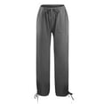 thumbnail image 7 of Linen Pants Womens Elastic Waist Drawstring Long Pants High Waisted Wide Leg Trouser Summer Comfy Casual Loose Palazzo Pant Plain Cotton Joggers with Pockets Size S-XXL, 7 of 7