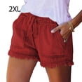 thumbnail image 4 of Pantalones Cortos de Mezclilla Minnieouse Cordón Elástico Transpirable Mujeres Rojo XXL, 4 of 6