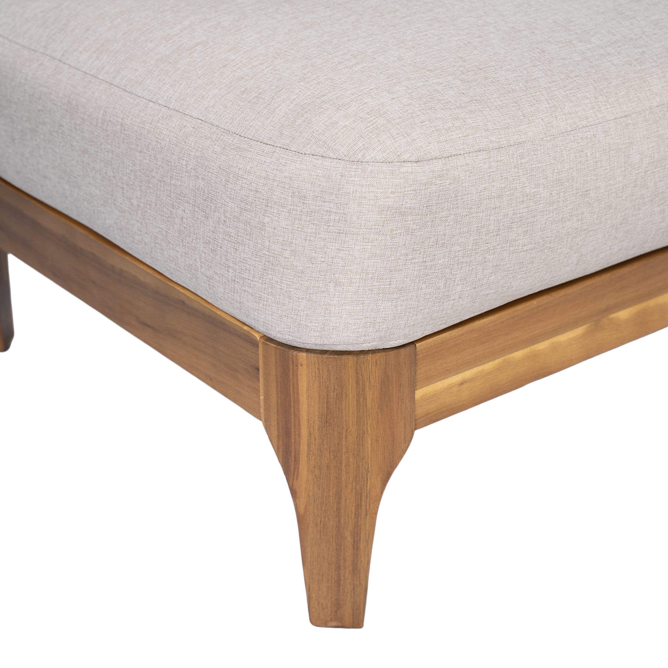 Christopher Knight Home Outdoor 3-Seater Sofa with Cushions, Acacia Wood Frame, Teak + Beige
