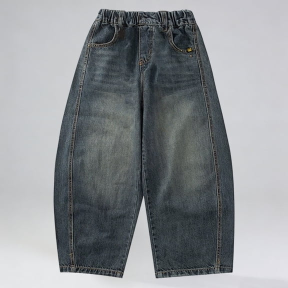 Baggy Jeans for Boy Relaxed Fit Wide Leg Casual Denim Pants Classic Comfortable Long Trousers Kids Everyday Wear 13-14 Years