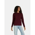 thumbnail image 4 of Time and Tru Women's and Women's Plus Waffle Stitch Sweater with Long Sleeves, Midweight, Sizes XS-4X, 4 of 5