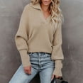 thumbnail image 2 of Women's Sweaters Women's Tops Womens Long Sleeve Tops Lapel Knit Shirt Pullover Sweater Jumper Tops Sweater Casual Warm Sweater, 2 of 5