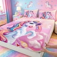 thumbnail image 4 of meiyoeat Colorful Magical Unicorn Queen Sheets For Kids,Cute Animals Queen Sheet Sets For Girls,4 Pieces, 4 of 6
