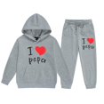 thumbnail image 3 of LIUYUNNN Toddler Tracksuit Sets 2 Piece Long Sleeve Letter Grey Pullover Hoodie Sweatshirt Jogger Set Warm Fall Winter Clothes 2-3 Years Old Boy Clothes Boys Girls Fall and Winter Outfits, 3 of 3