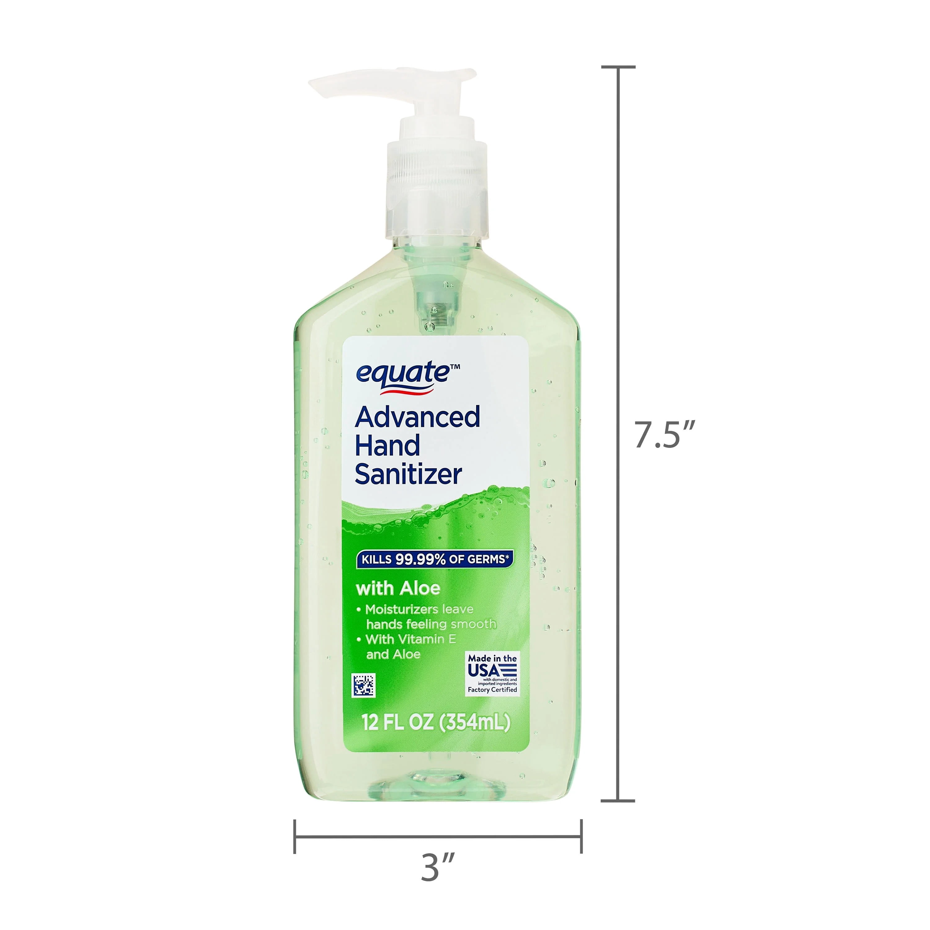 Equate Advanced Hand Sanitizer with Aloe, 12 fl oz