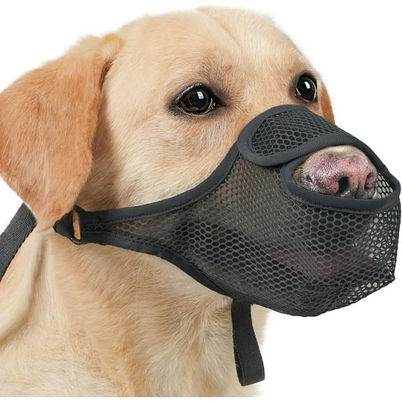 Dog Muzzle for Large Medium Small Dogs, Mesh Muzzle for Dog to Prevent Biting Chewing Licking Eating, Soft Dog Muzzle with Front Opening Design for Drinking Panting (Black, L)