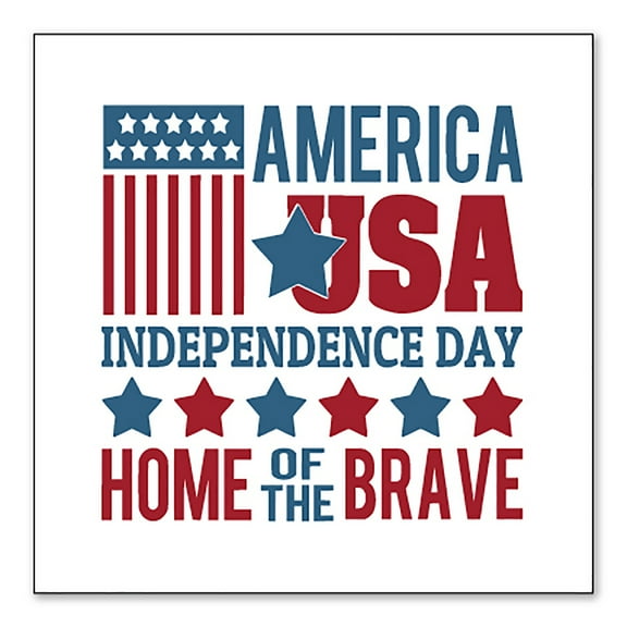 DistinctInk Custom Bumper Sticker - 3" x 3" Decorative Decal - White Background - America USA Home of the Brave