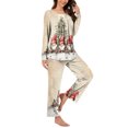 thumbnail image 5 of asdoklhq Flannel Pajamas for Women Women Christmas Fashionable and Casual Loose Printed Round Neck Button Up Long Sleeved Pants Pajama Set Multicolor XL, 5 of 7