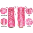thumbnail image 5 of BLISSFUL STEP Women's Ankle Boots Chunky Heel Lace Up Side Zip Square Toe Party Boots Pink 7, 5 of 5