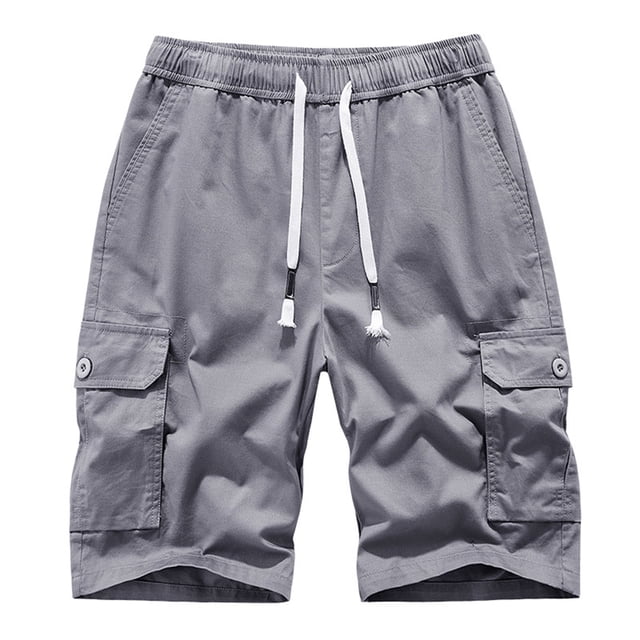 Cinvoph Men's Summer Cargo Shorts Drawstring Wide Leg High Waist Shorts Causual Loose Pleated Workout with Pockets