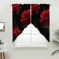 thumbnail image 5 of Red Rose Kitchen Window Curtains, Swag Curtains Valance for Bedroom Living Room Bathroom, Vintage Abstract Garden Flower Floral Black Rod Pocket Window Treatment Curtain Block Drapes 2 Panels 28"x36", 5 of 9