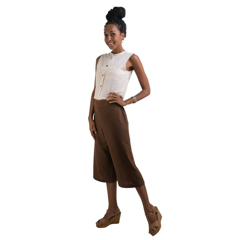 Brown capri trousers deals