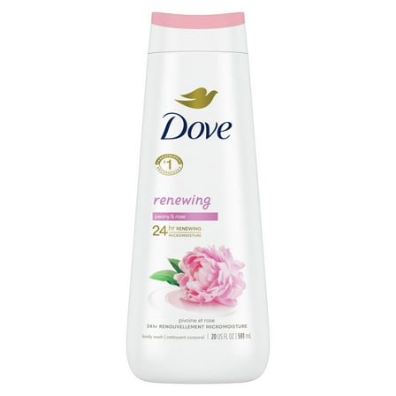 Dove Women's Body Wash Renewing Peony & Rose Oil Gentle Skin Cleanser All Skin, 20 oz