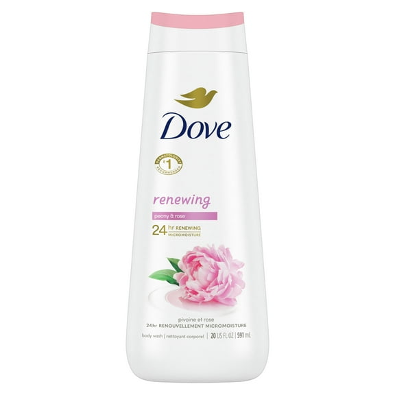 Dove Women's Body Wash Renewing Peony & Rose Oil Gentle Skin Cleanser All Skin, 20 oz