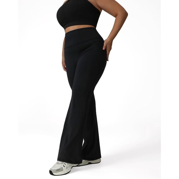 FITOP Plus Size Flared Leggings for Women- XL-4XL High Waist Tummy Control Stretchy Workout Yoga Pants
