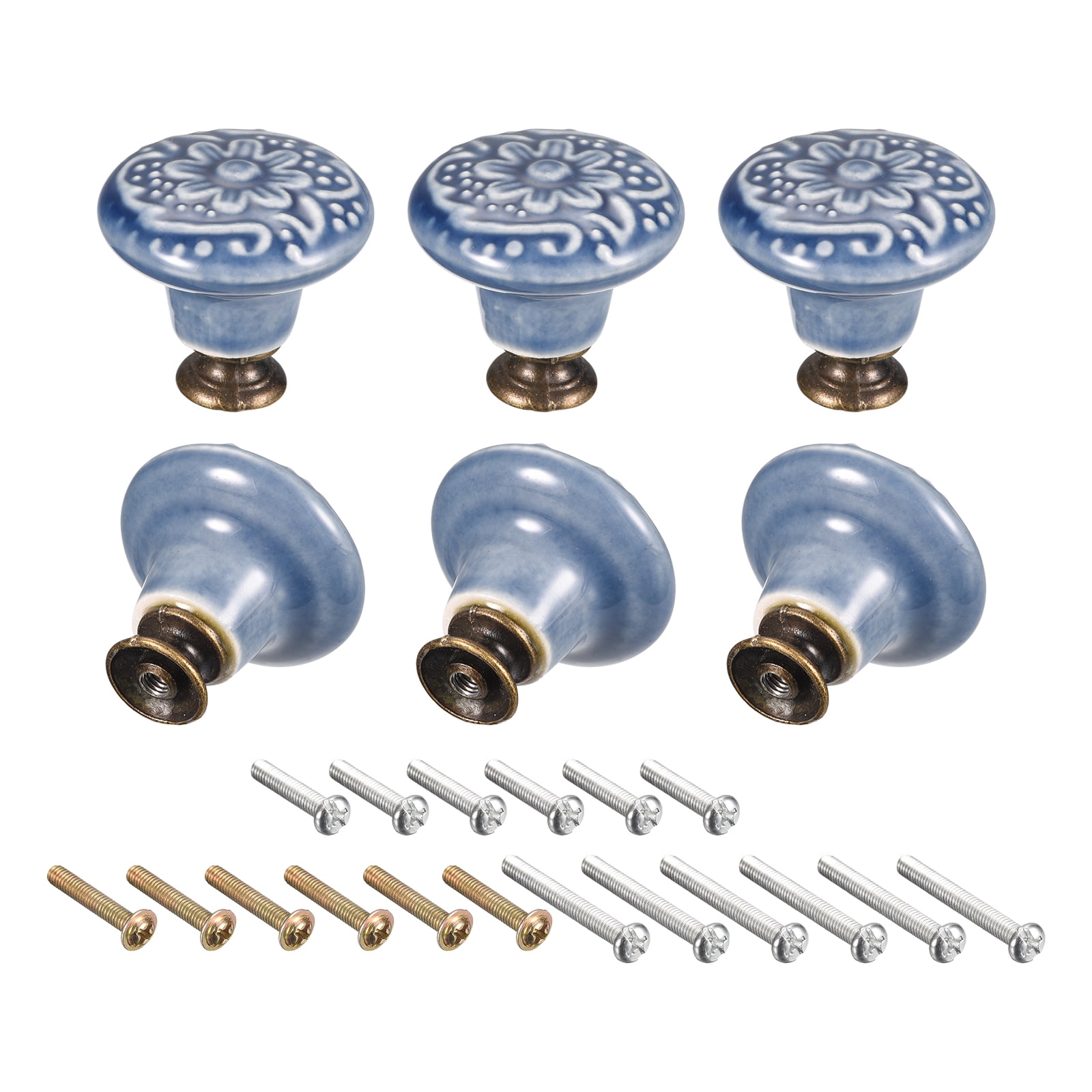 32x34mm Ceramic Drawer Knobs, 6pack Ball Shape Door Pull Handles with