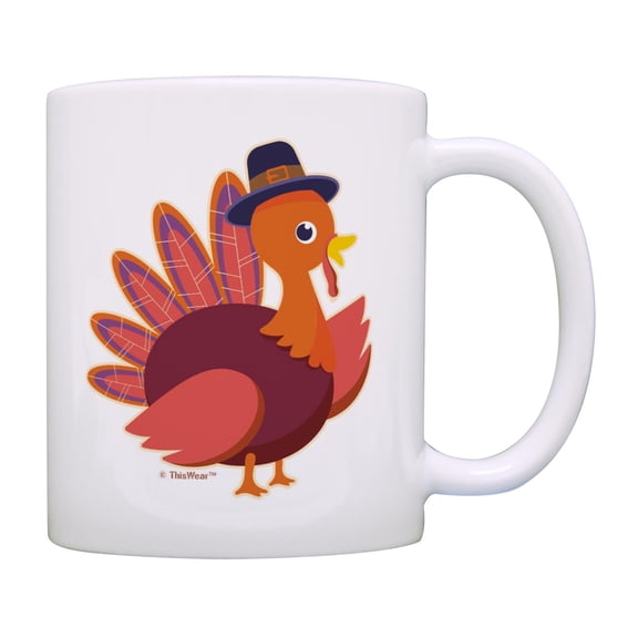 ThisWear Thanksgiving Turkey Pilgrim Ceramic 11oz Coffee Mug