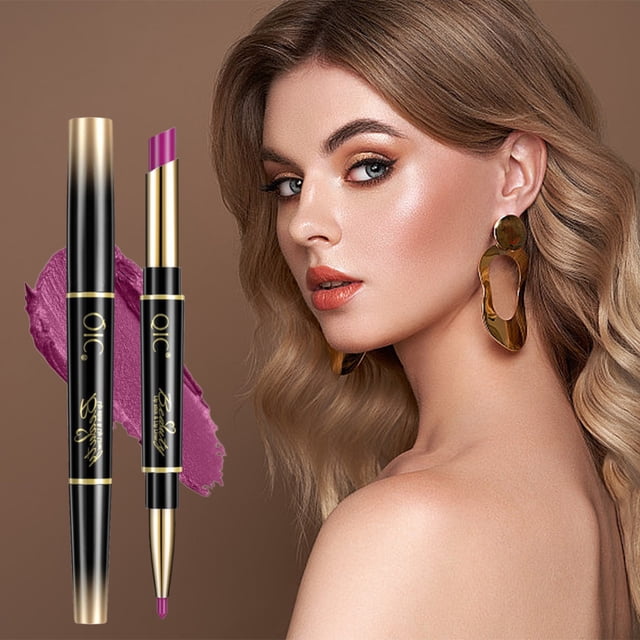 Fiudx Lápiz Labial de Doble Punta Que Mantiene El Color y Revela El Maquillaje. Lápiz Labial de Tubo Delgado de Dos Puntas.