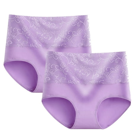ylioge 2 Pack Cotton Underwear for Women Plus Size L-5XL High Waisted Panties Ladies Casual Solid Stretchy Comfort Butt Lifting Briefs Clearance