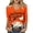 Orange#03, variant on JTZGDY Halloween Tops for Women Dressy Casual Fall 3/4 Length Sleeve Thanksgiving Day Funny Ghost Pumpkin Printed V Neck Graphic Tunic Shirts Loose Oversized Comfy Pullover Blouse