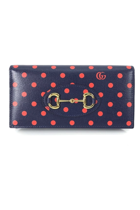 Pre-Owned GUCCI Horsebit 1955 Dot Chain Wallet (621892) - Women's Leather Shoulder...