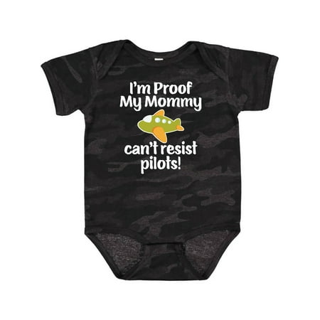 

Inktastic Proof Mommy Cant Resist Pilots Gift Baby Boy Bodysuit