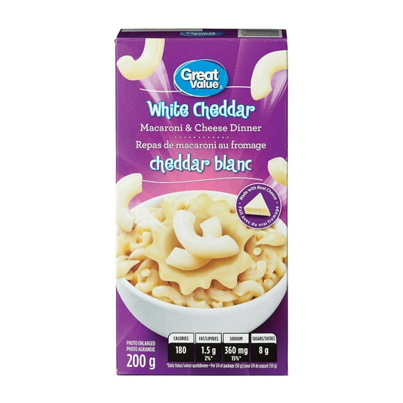Great Value White Cheddar Macaroni & Cheese Dinner, 200 g