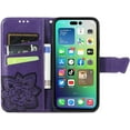 thumbnail image 4 of ZUKKASHAN For iPhone 15 Case Glitter Crystal Flip PU Leather Phone Cover for iPhone 15, Shockproof Wallet Card Slots Butterfly Gems Bling Shiny Magnetic Clasp Kickstand, 4 of 5