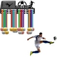 thumbnail image 7 of Soccer Medal Holder Football Medal Holder Medal Rack Display Hanging Awards Wall Mounted 3 Lines Design Hold 60+ Medals Room Decoration Gift for Soccer Football Player Black 15.7x5.9 Inch, 7 of 7