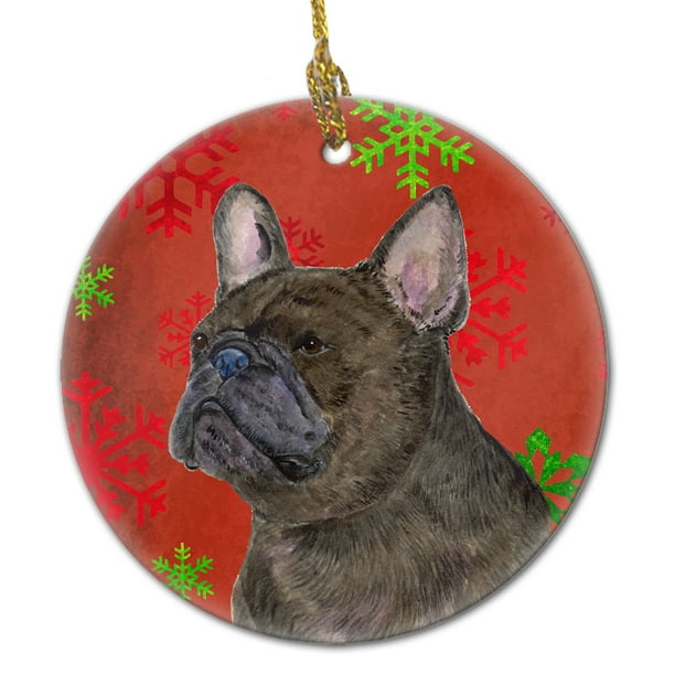 French Bulldog Red Snowflakes Holiday Christmas Ceramic