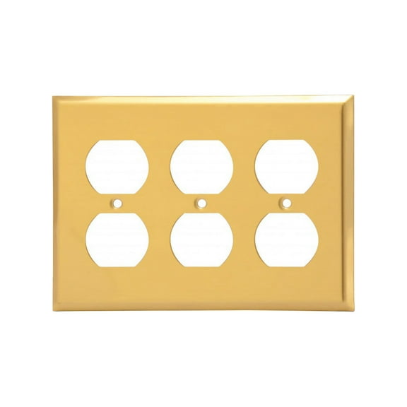 Switchplate Brushed Solid Brass Triple Outlet | Renovator's Supply
