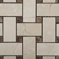 thumbnail image 2 of Crema Marfil Marble Polished Basketweave Mosaic Tile w/ Emperador Dark Dots, 2 of 6