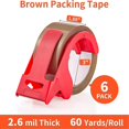 thumbnail image 2 of 6 Rolls Brown Packing Tape With Dispenser, Heavy Duty Packaging Tape Refills, 1.88 Inches Wide, 60, 2 of 5