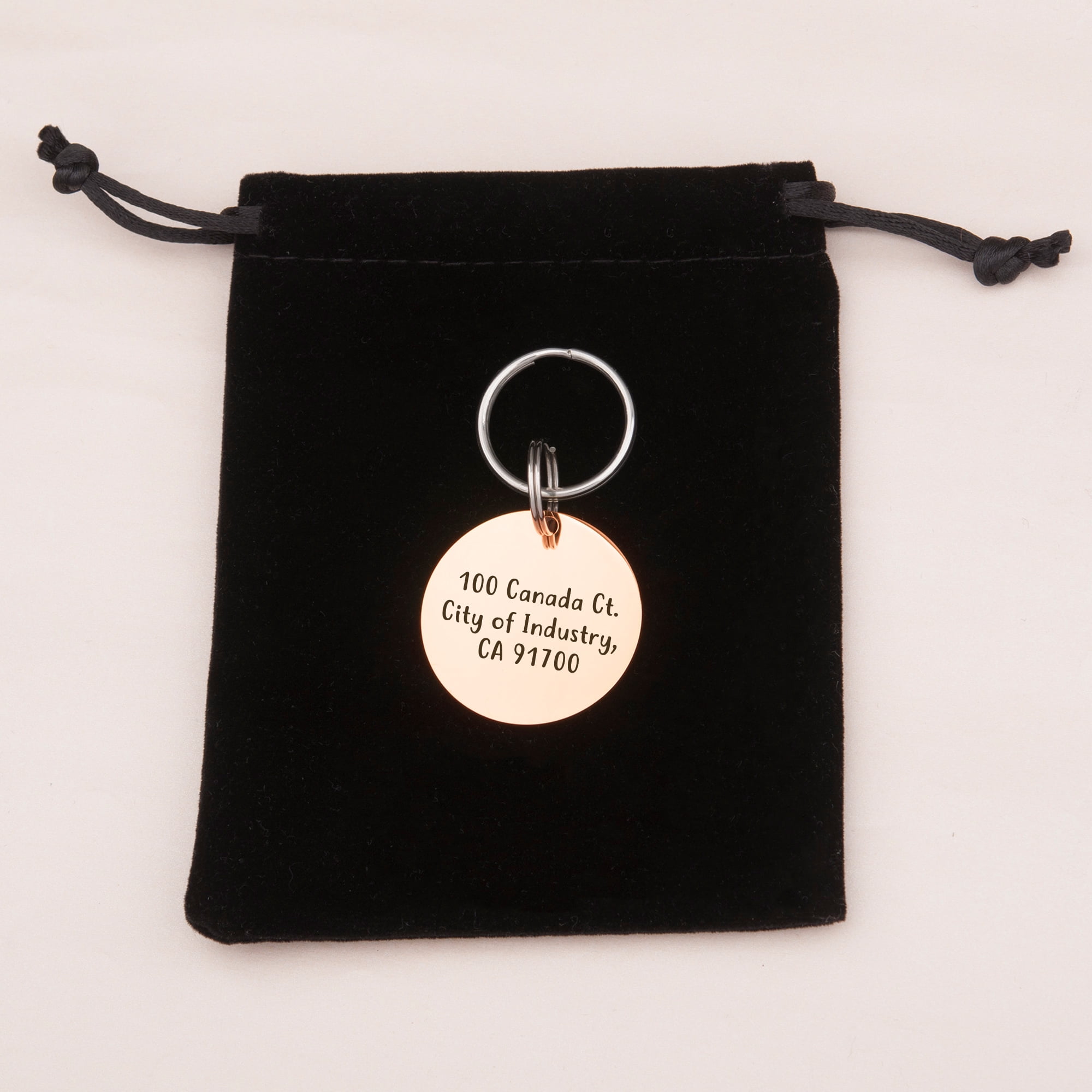 Anavia Stainless Steel Metal Round Name - Phone Number Birthday Holiday Christmas Engraved Dog Cat ID Tag, Rose Gold