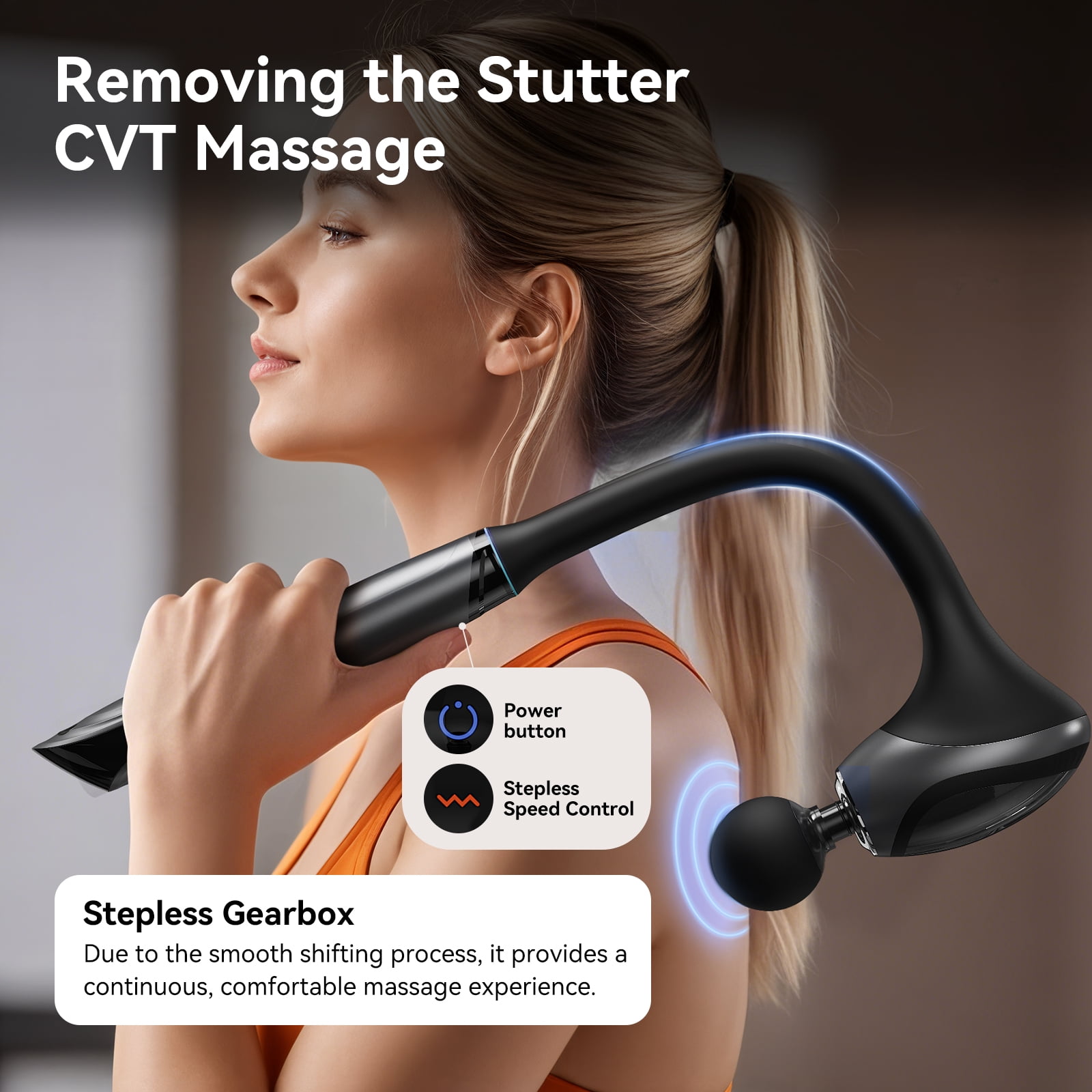 7-Shaped Back Massage Gun, Detachable Percussion Massager for Self Care, Professional Quiet Electric, Fitness Recovery Gift Set