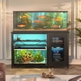 thumbnail image 2 of Homieasy Heavy Duty 55-75 Gallon Aquarium Stand with Power Outlets, LED Light & Storage Cabinet - Reversible Metal Fish Tank Stand, 880LBS Capacity,Black, 2 of 6