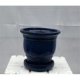 thumbnail image 1 of Pot à Bonsaï en Céramique Bleu 5.75 x 5.75 x 5 Po avec Plateau d'Humidité et d'Égouttement Attaché, Rond, 1 of 1