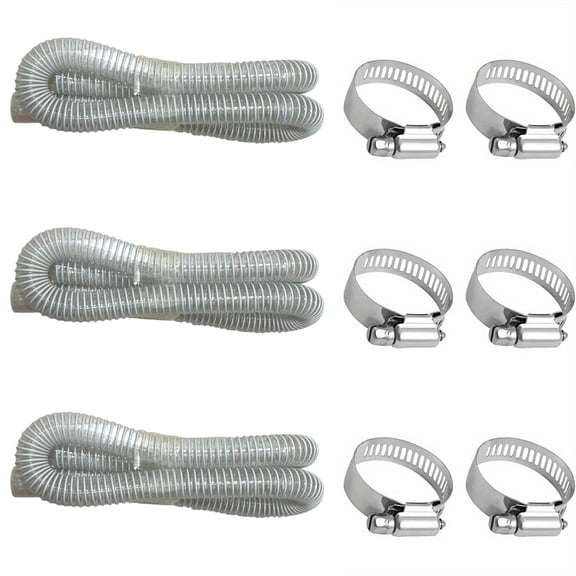 Swimming Pool Replacement Hoses 3 Pack 1.25 Inch Diameter 59 Inch Length With 6 Stainless Steel Clamps For Above Ground Pools Sand Filter Pumps Compatible With 607 637 Filter