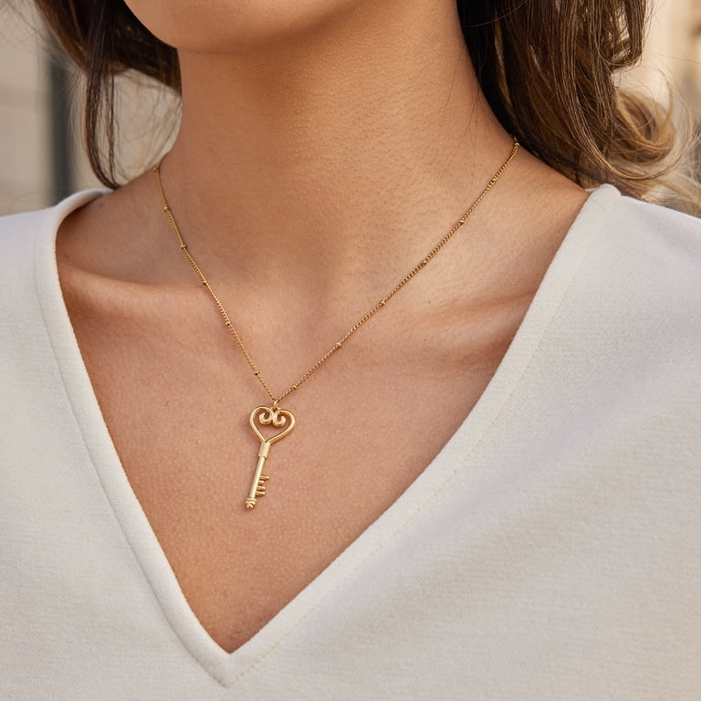 Sunyuer Golden 18K Gold-Plated Stainless Steel Heart Key & Lock
