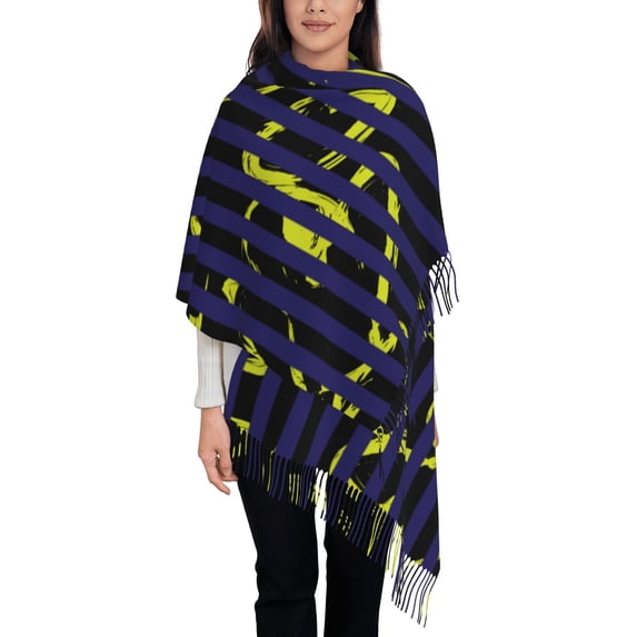 Women's Fashion Tassel Scarf, Garden Flower Art Long Shawl, Lightweight and Warm