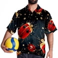 thumbnail image 4 of Seven Starred Ladybird Men's Short Sleeve Hawaiian Shirt Button Down Poplin Beach Casual Printed Unisex Summer Tops, 4 of 6
