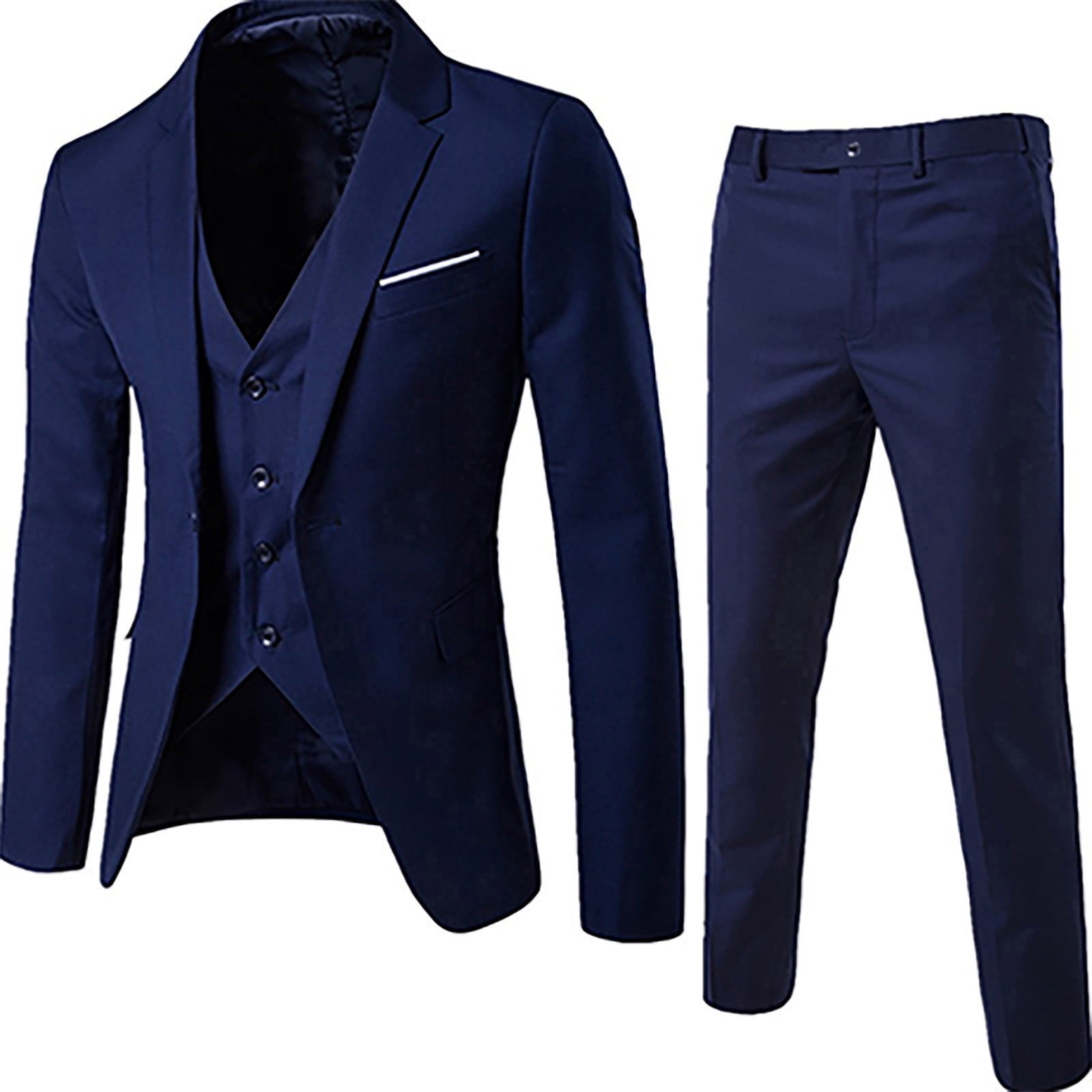 SQUARE CARMEN Men’s Slim Fit Suit One Button 3-Piece Business Wedding ...