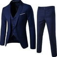 thumbnail image 2 of Men’s Suit Slim 3-Piece Suit with Jacket Vest and Pants - Business Wedding Party Attire for Formal Events, Celebrations, and Professional Occasions,Navy,2XL, 2 of 7