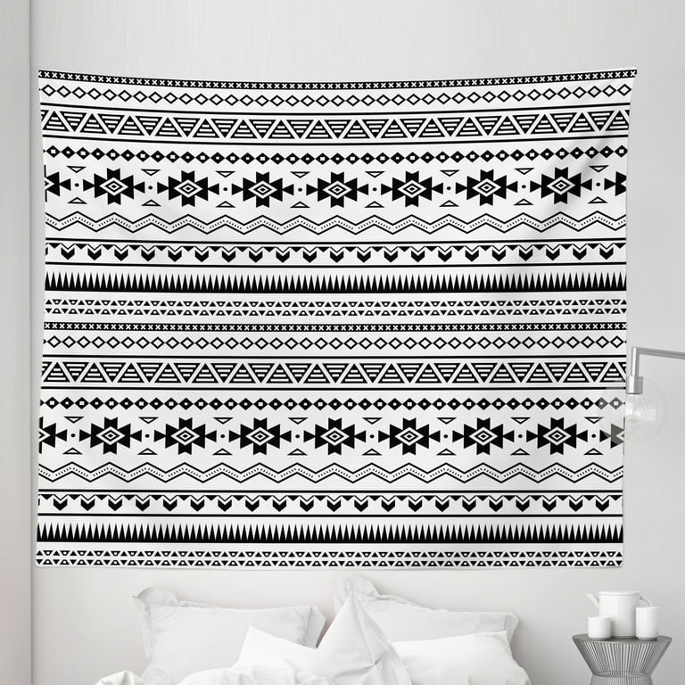 Tribal Tapestry Aztec American Folkloric Art Borders Tribal South America Culture Fabric Wall Hanging Decor for Bedroom Living Room Dorm 5 Sizes