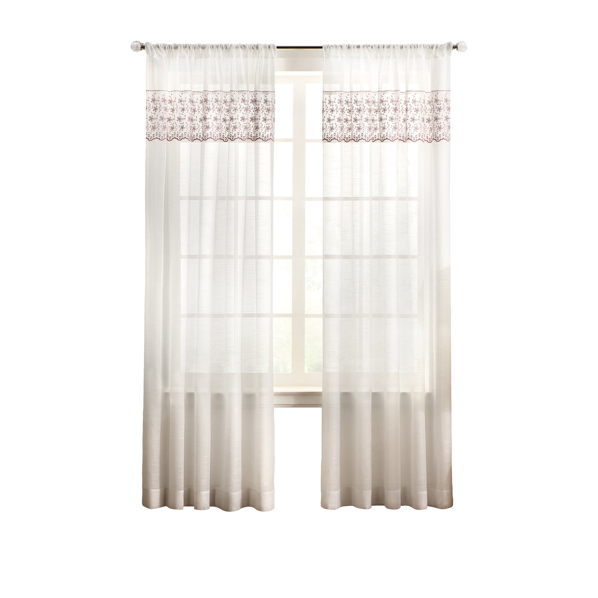 Martha Stewart Fairford Curtain Panel Pair, Multicolor, Pole Top, Sheer, Indoor, Adult, 2 Piece Set, 50 x 63