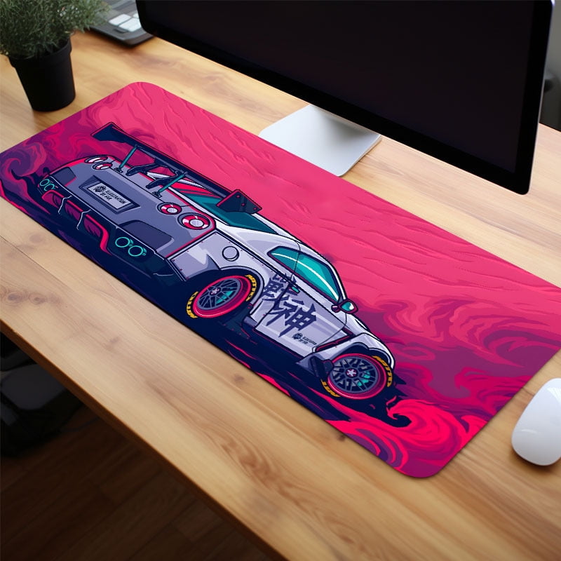 Cool Pink Racing Sports Car Large Gaming Mouse Pad - Non-Slip, Aesthetic Desk Mat For Gamers & Office Use - Perfect Birthday Gift For Teens, Friends, And Boyfriends