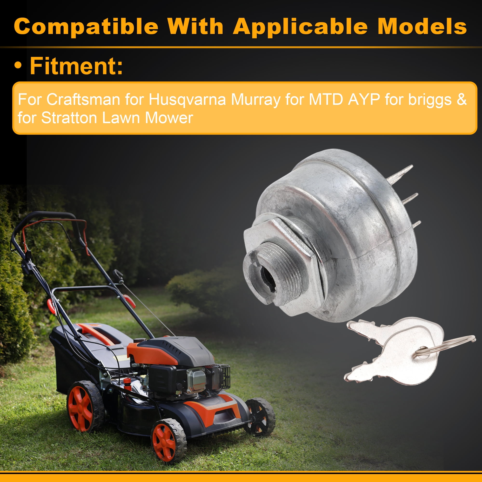 Unique Bargains Lawn Mower Ignition Switch 7251717 with Key for Craftsman for Murray