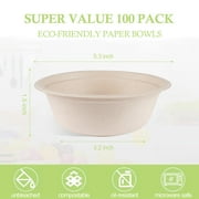 Alpacasso Paper Bowls,Disposable Bowls, Eco-Friendly Heavy-Duty Round Bowls,12 oz,100 Pack